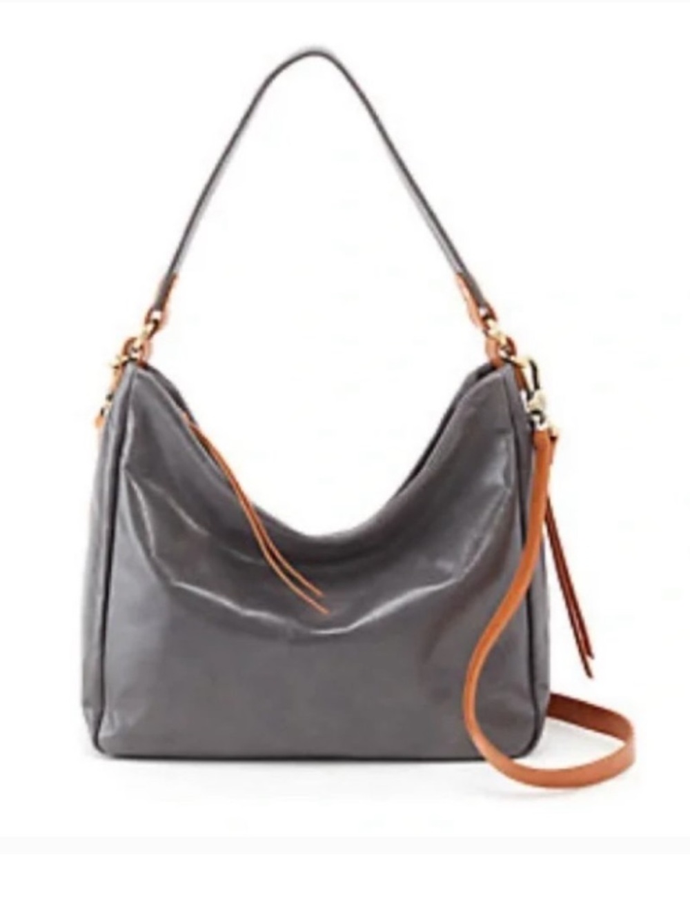 HOBO Delilah Gray Leather Convertible Satchel Hobo Bag Orig $288